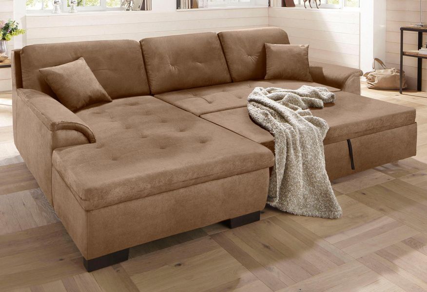 Home affaire Ecksofa "Bergen" wahlweise mit Bettfunktion L-Form günstig online kaufen