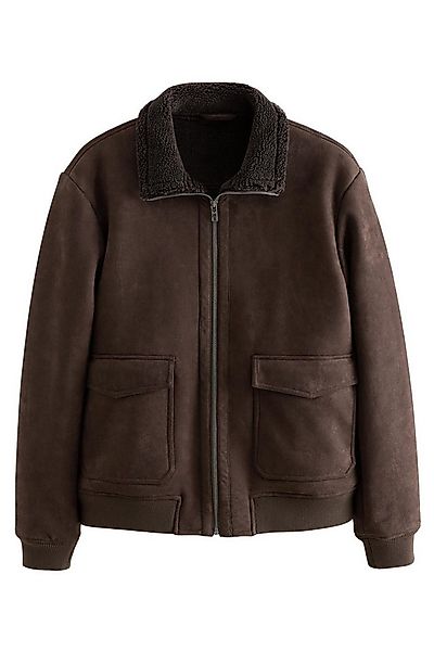 Next Lederjacke Jacke aus Velourskunstfell mit Teddyfutter (1-St) günstig online kaufen