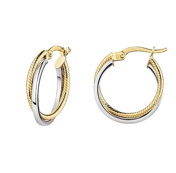 Fascination by Ellen K. Paar Creolen 375/- Gelbgold bicolor 2-reihig günstig online kaufen