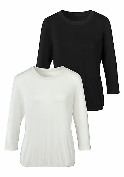 LASCANA 3/4-Arm-Shirt, (2er-Pack), mit besonderem Rippbündchen am Rundhalsa günstig online kaufen