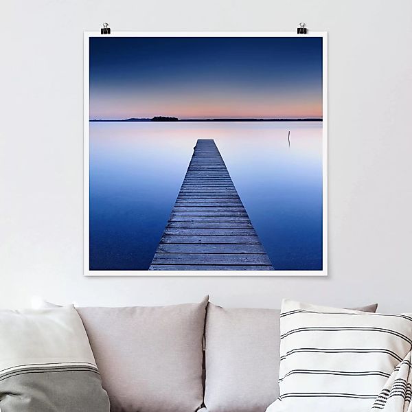 Poster - Quadrat Flusssteg bei Sonnenuntergang günstig online kaufen