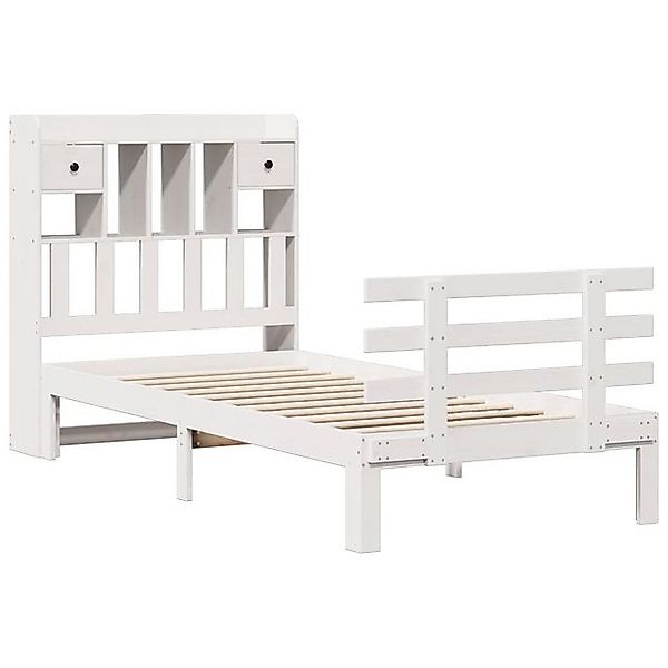 vidaXL Bett Massivholzbett mit Regal ohne Matratze Weiß 75x190 cm Kiefer günstig online kaufen