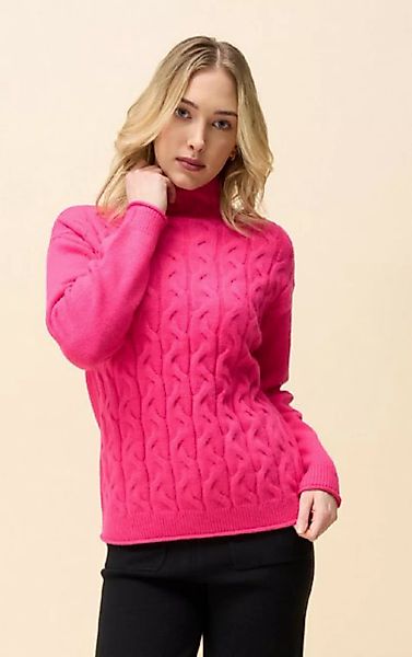 Passioni Strickpullover Stylischer kuscheliger Pullover pink in Zopfmuster günstig online kaufen