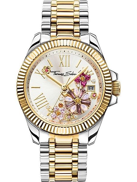 THOMAS SABO Quarzuhr Thomas Sabo WA0382-291-201 Damenuhr Blumen 33mm 5ATM T günstig online kaufen