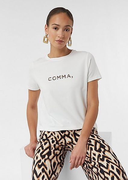 Comma Kurzarmshirt T-Shirt aus Baumwollmix mit Frontprint günstig online kaufen