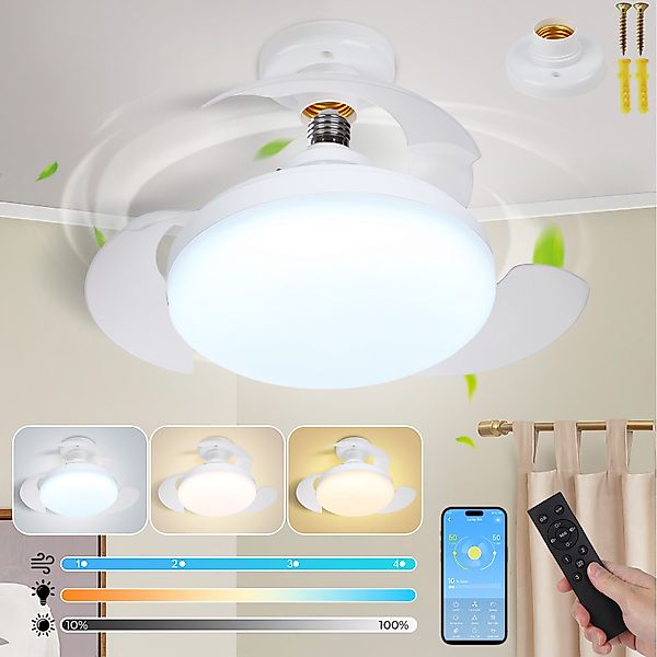 MUPOO Deckenventilator Smart Deckenventilator Glühbirne E27-Fassung günstig online kaufen