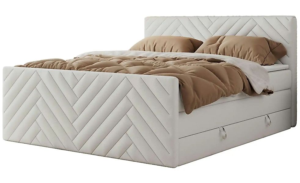 Boxspringbett mit Bettkasten Paris King Duo ¦ weiß ¦ Maße (cm): B: 161 H: 1 günstig online kaufen