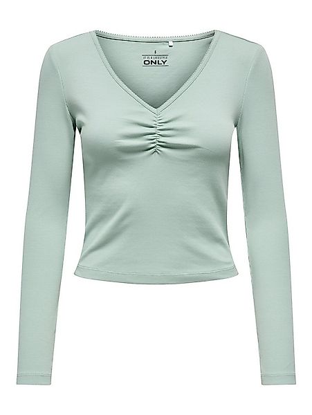 ONLY Langarmshirt ONLBETTY LIFE L/S SCALLOP V-NECK CC JRS mit Raffung am Au günstig online kaufen