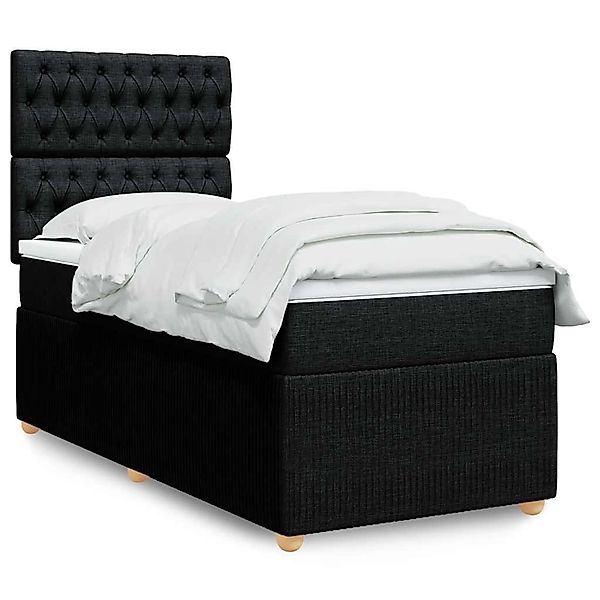 vidaXL Boxspringbett mit Matratze Schwarz 90x200 cm Stoff 3294248 günstig online kaufen