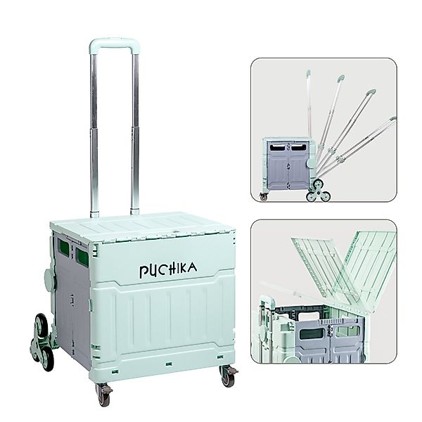 PUCHIKA Einkaufstrolley, Klappbarer Einkaufswagen, Flachziehenbar günstig online kaufen