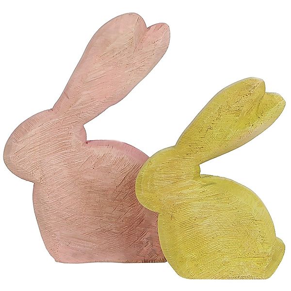 Bunte Hasenfigur Pappelholz sägerauh - Einzigartiges Deko-Element für Oster günstig online kaufen