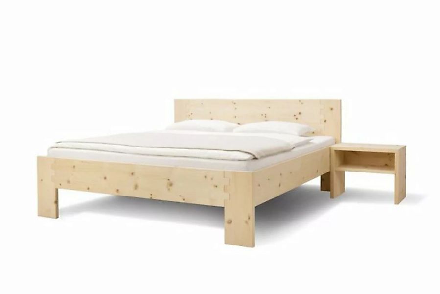 Natur24 Bett Doppelbett Fanes Metallfrei 180x200cm in Zirbe Natur mit Kopft günstig online kaufen