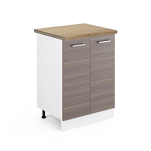 Vicco Fame-Line Küchenzeile Eiche Paneel/Weiß 355 cm AP Eiche ohne E-Geräte günstig online kaufen