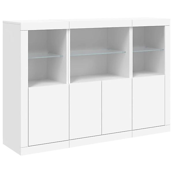 vidaXL Sideboards mit LED-Leuchten 3 Stk Weiß Holzwerkstoff 3209107 günstig online kaufen