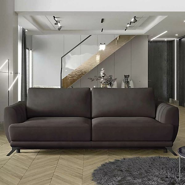 Sofa Dreisitzer Sofa in Dunkelbraun aus Samt günstig online kaufen