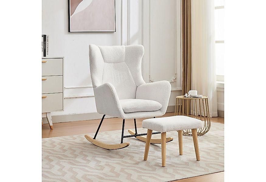 REDOM Schaukelstuhl Relax-Sessel Set mit Fußhocker (Schwingsessel, Ruhesess günstig online kaufen