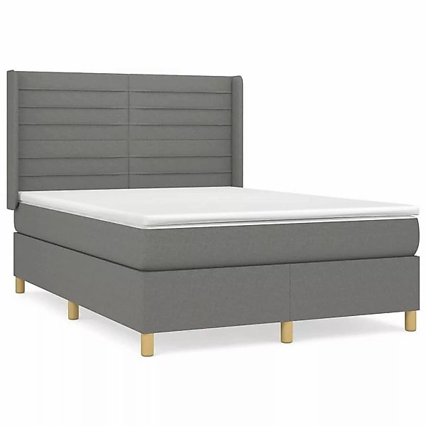 vidaXL Boxspringbett mit Matratze Dunkelgrau 140x200 cm Stoff1378077 günstig online kaufen