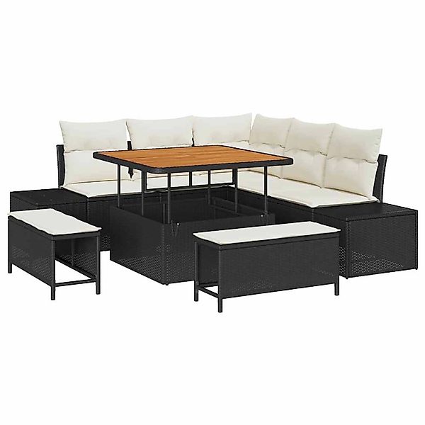 vidaXL Garten-Sofa-Set mit Kissen 8-Tlg Schwarz Poly Rattan 3362775 günstig online kaufen