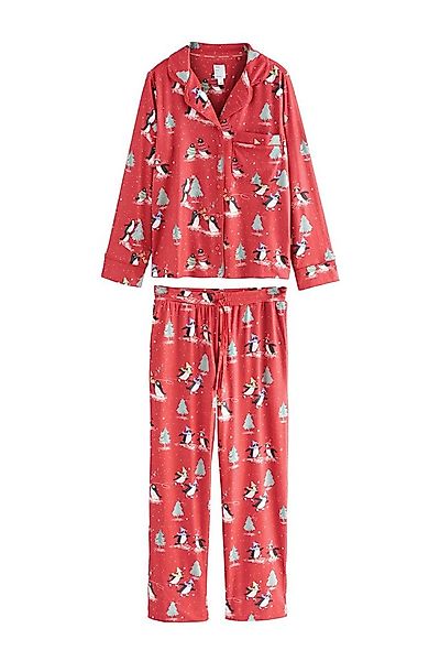 Next Pyjama Langärmeliger Schlafanzug mit Knopfleiste (2 tlg) günstig online kaufen