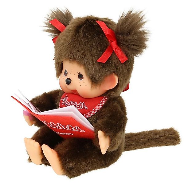 Monchhichi Plüschfigur Mädchen mit Buch 20 cm Monchhichi Puppe Original rot günstig online kaufen