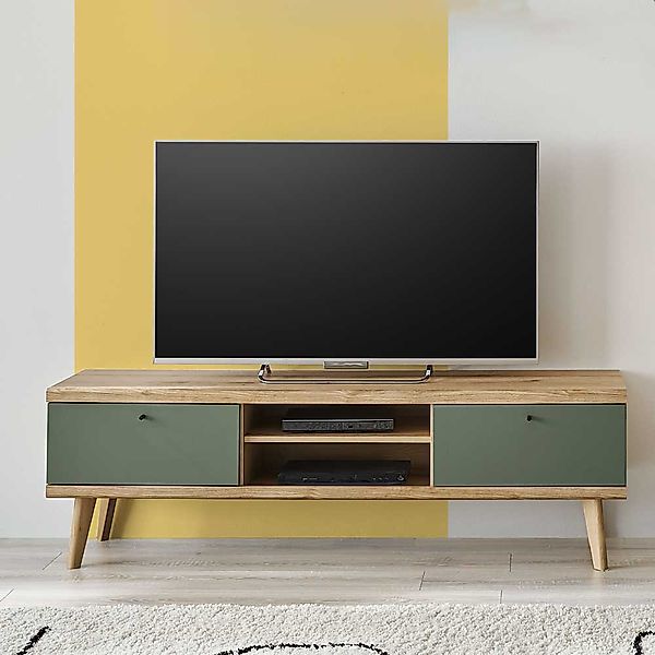 Fernseher Tisch im Skandi Design Klappen und offenem Fach günstig online kaufen