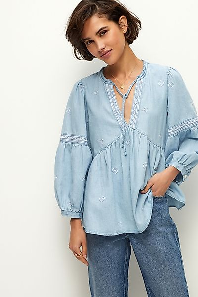 Next Blusenshirt Bestickte Schluppenbluse, Petite (1-tlg) günstig online kaufen