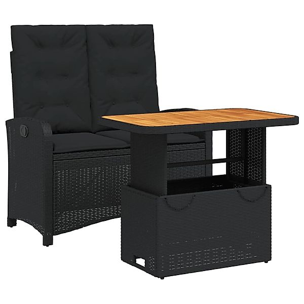vidaXL 2-Tlg Garten-Essgruppe mit Kissen Schwarz Poly Rattan 3277334 günstig online kaufen