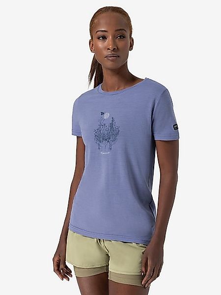 SUPER.NATURAL T-Shirt für Damen, Merino FLOWERHANDS Blumen Motiv, bunt, cas günstig online kaufen