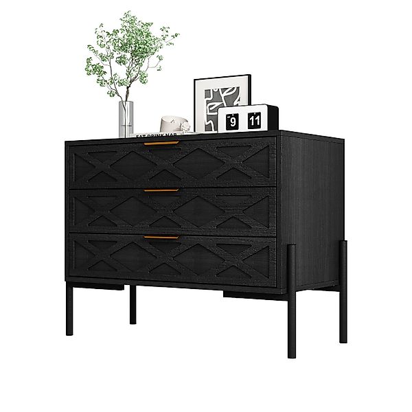 FUFU&GAGA Nachtschrank Nachtschrank mit Schubladen, Schwarz, günstig online kaufen