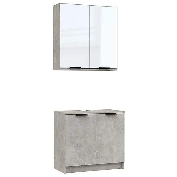vidaXL Badezimmer-Set 2-tlg. Badmöbel-Set Betongrau Holzwerkstoff, günstig online kaufen