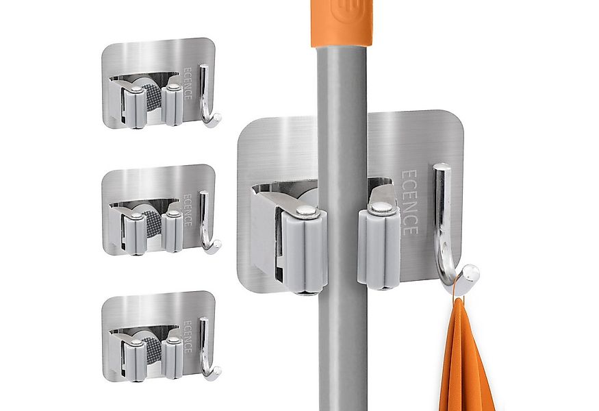 ECENCE Gartengerätehalter 4x Gerätehalter Selbstklebend Silber Wand Garten günstig online kaufen