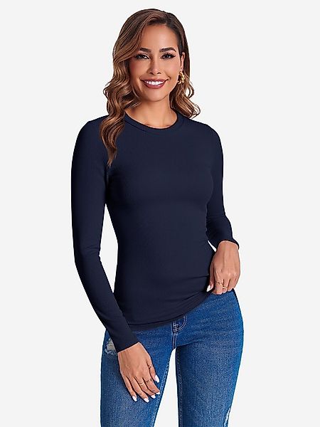 Imily Bela T-Shirt Damen Langärmliges Top mit aus Rippstrick (Packung, 1-tl günstig online kaufen