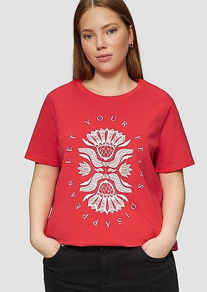 QS Kurzarmshirt Baumwollshirt mit Fronprint günstig online kaufen