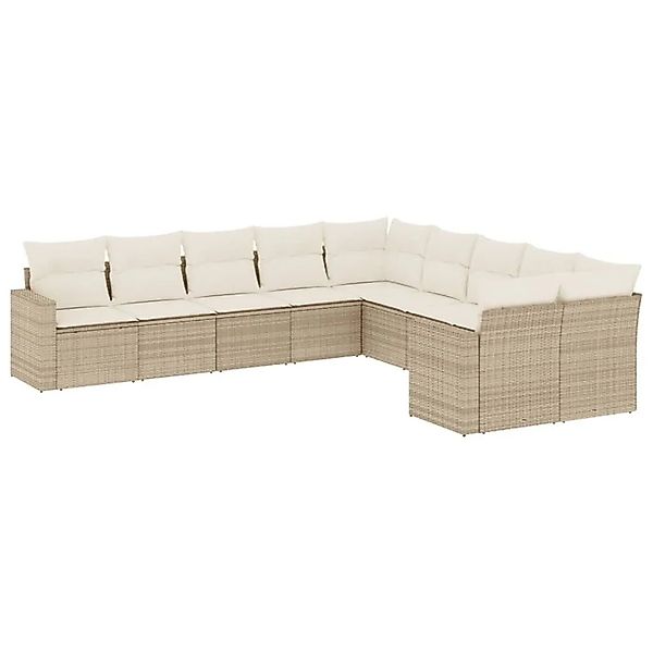 vidaXL 10-Tlg Garten-Sofagarnitur mit Kissen Beige Poly Rattan 3251845 günstig online kaufen