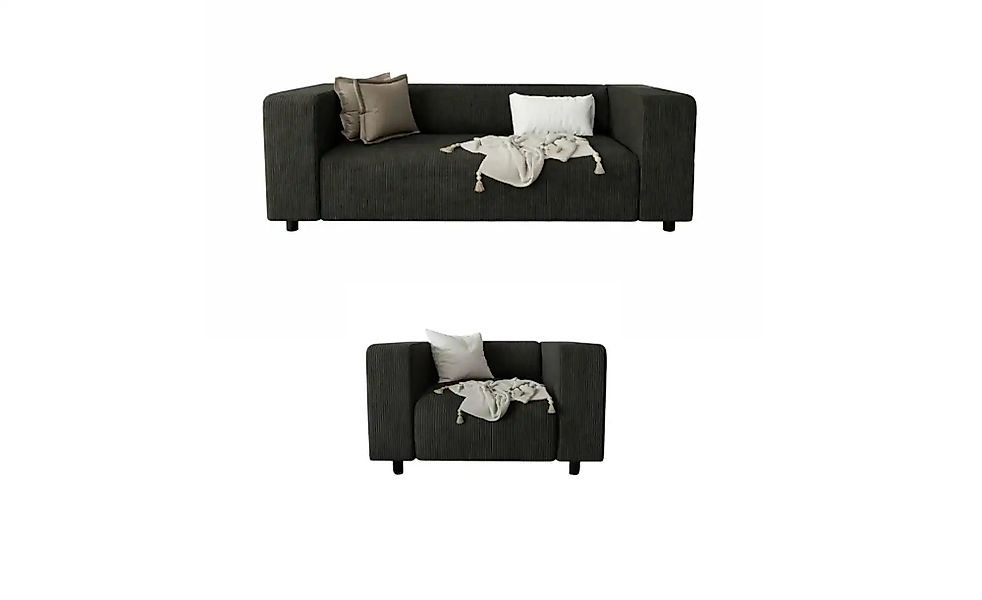 S-STYLE Polstergarnitur 2+1  Oskar ¦ schwarz ¦ Maße (cm): B: 151 H: 65 Pols günstig online kaufen