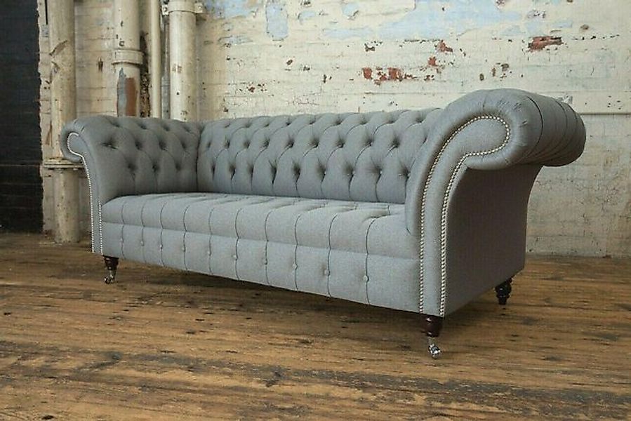 Xlmoebel 3-Sitzer Neues graues Chesterfield-Sofa mit 3 Sitzplätzen in Polst günstig online kaufen