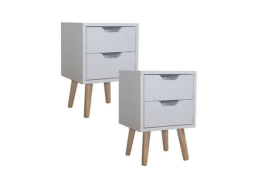 HTI-Living Nachttisch Nachttisch 2 Schubladen 2er-Set Thekla Weiß (Set, 2-S günstig online kaufen