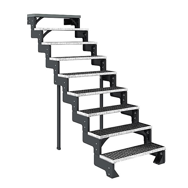 Dolle Außentreppe Gardentop Anthrazit 9 Gitterroststufe 80 cm Ohne Geländer günstig online kaufen