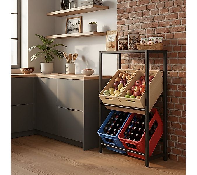 STEELSØN Flaschenregal Macondo mit Ablage, 4 Kisten, Getränkekistenregal au günstig online kaufen