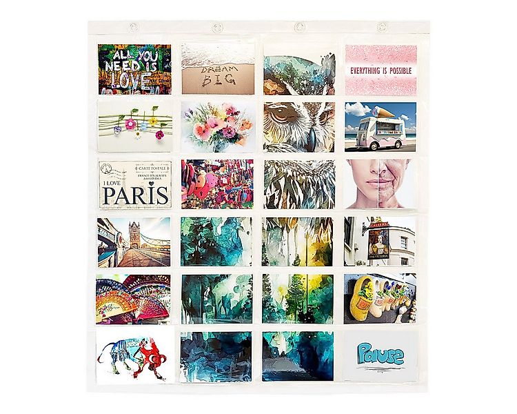 trendfinding Bilderrahmen Collage Fotovorhang mit Ösen für 24 Fotos im Quer günstig online kaufen