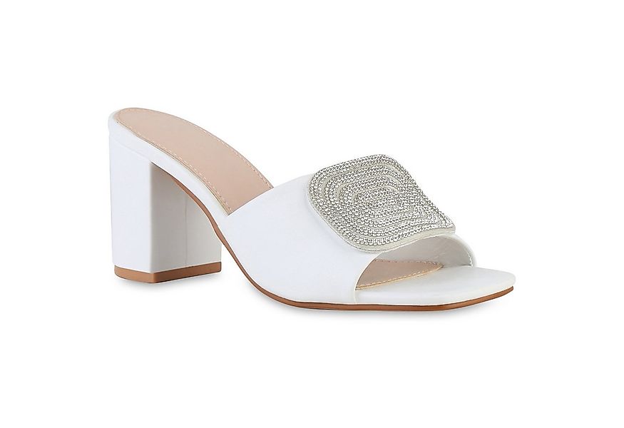 VAN HILL 841538 Sandalette Damen Pantoletten Sandaletten Strass Leder-Optik günstig online kaufen