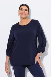 Ulla Popken Sweatshirt Sweatshirt Zierfalten Rundhals günstig online kaufen