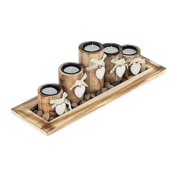 relaxdays Teelichthalter mit Tablett 5 Teelichthalter günstig online kaufen