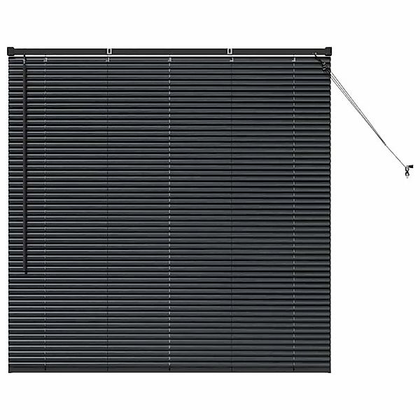 vidaXL Balkenjalousien mit Vorhängen Schwarz 130 x 125 cm Aluminium 4200612 günstig online kaufen