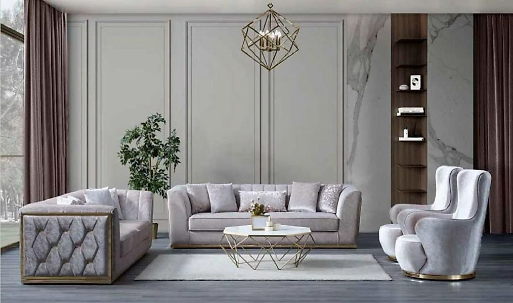 JVmoebel 3-Sitzer Graues Luxus Sofa Moderner Dreisitzer Textilmöbel Wohnzim günstig online kaufen