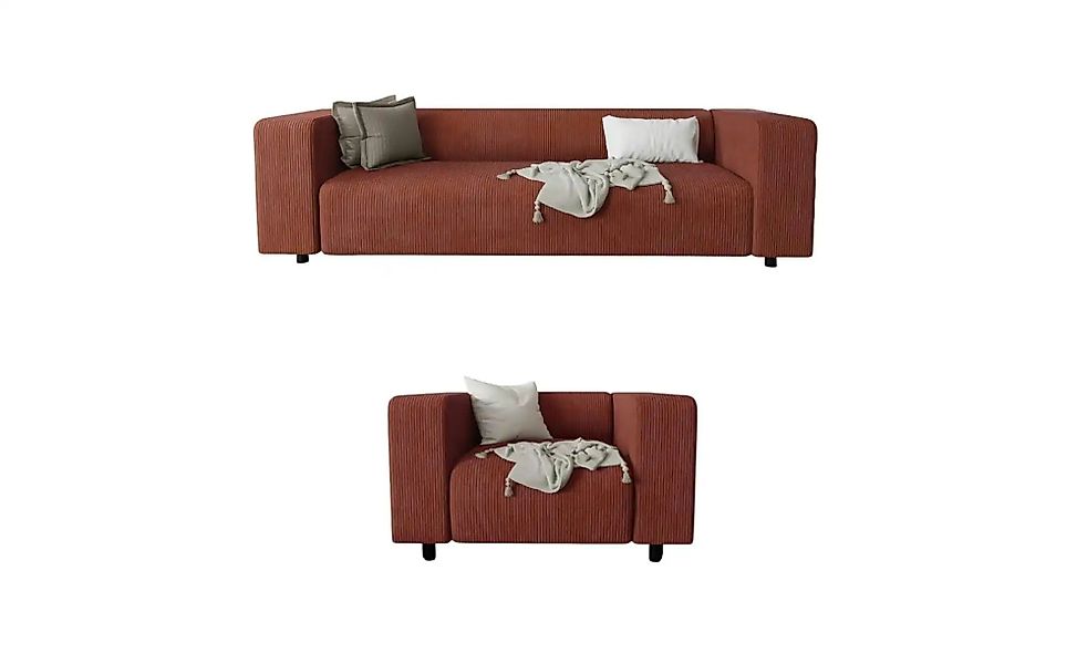 S-STYLE Polstergarnitur 3+1  Oskar ¦ rot ¦ Maße (cm): B: 175 H: 65 Polsterm günstig online kaufen