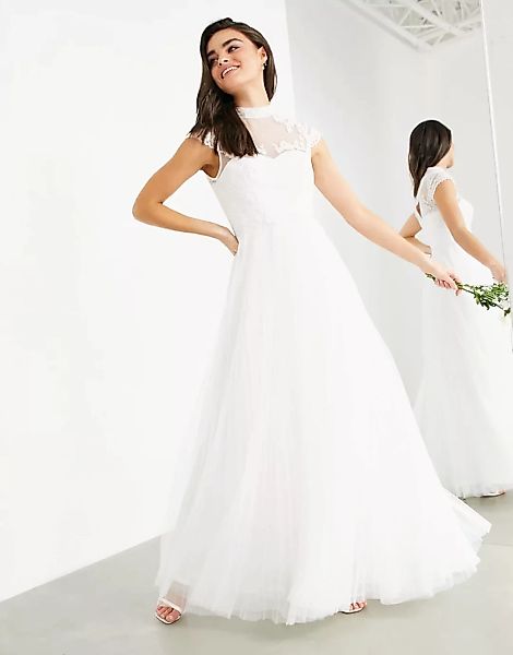 ASOS EDITION – Bronte – Hochzeitskleid mit Stickerei am Oberteil und Flügel günstig online kaufen