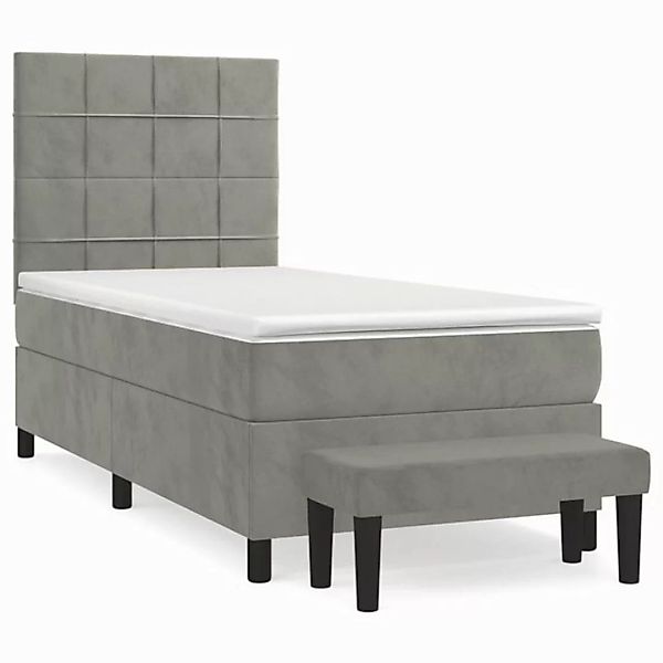 furnicato Bett Boxspringbett mit Matratze Hellgrau 90x200 cm Samt (1-tlg) günstig online kaufen