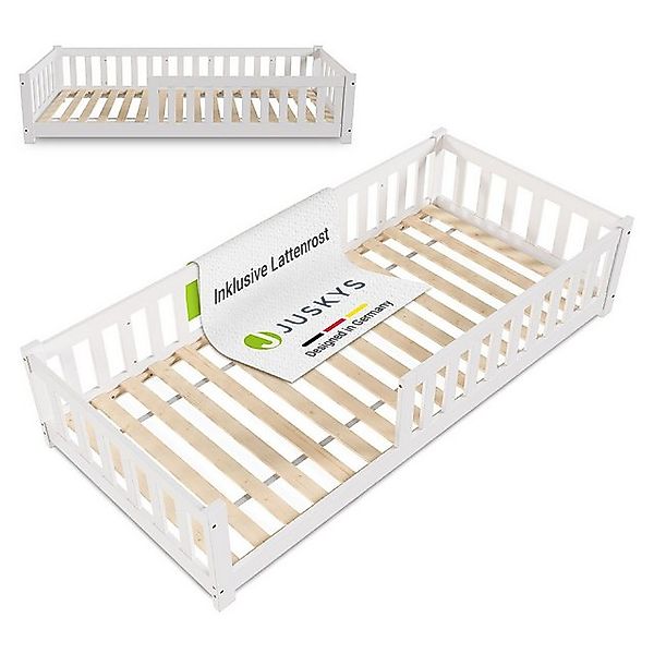 Juskys Kinderbett Naya, 90x200 cm Bodenbett aus Holz, mit Rausfallschutz & günstig online kaufen