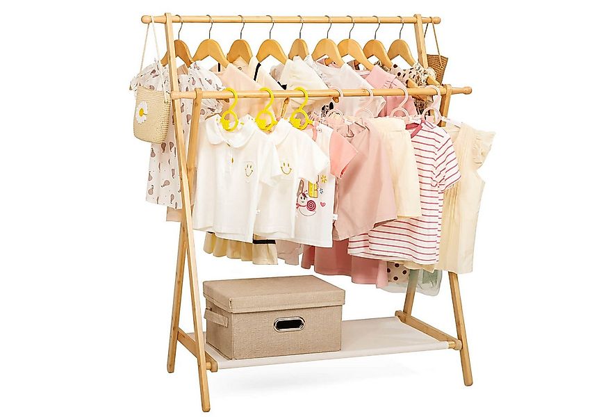 Yorbay Kleiderständer für Kinder aus Bambus Kinder Kleiderregal Doppelstang günstig online kaufen